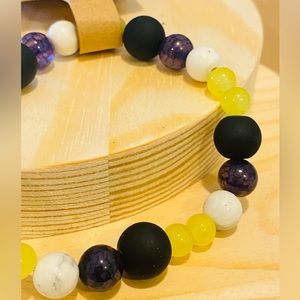 Bracelet-Non Binary Love, plastic and matte beads 7.5 inches